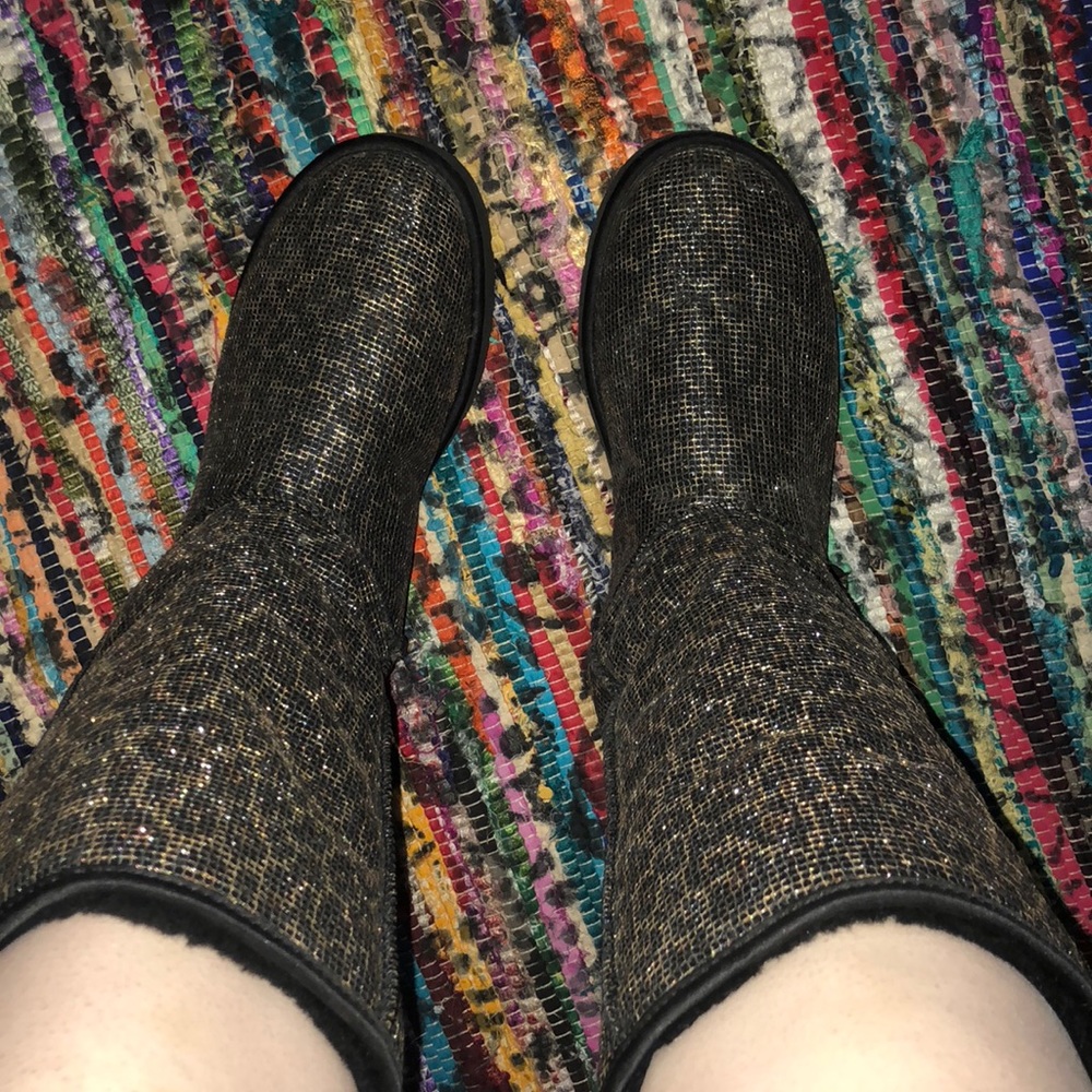 Tall metallic leopard print uggs